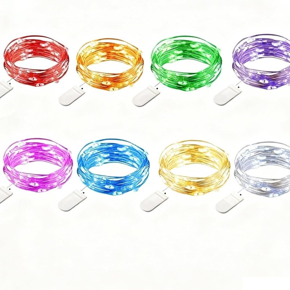 8 Pack 30 LED Fairy Lights Battery Operated-10 ft Mini Copper Wire String Lights